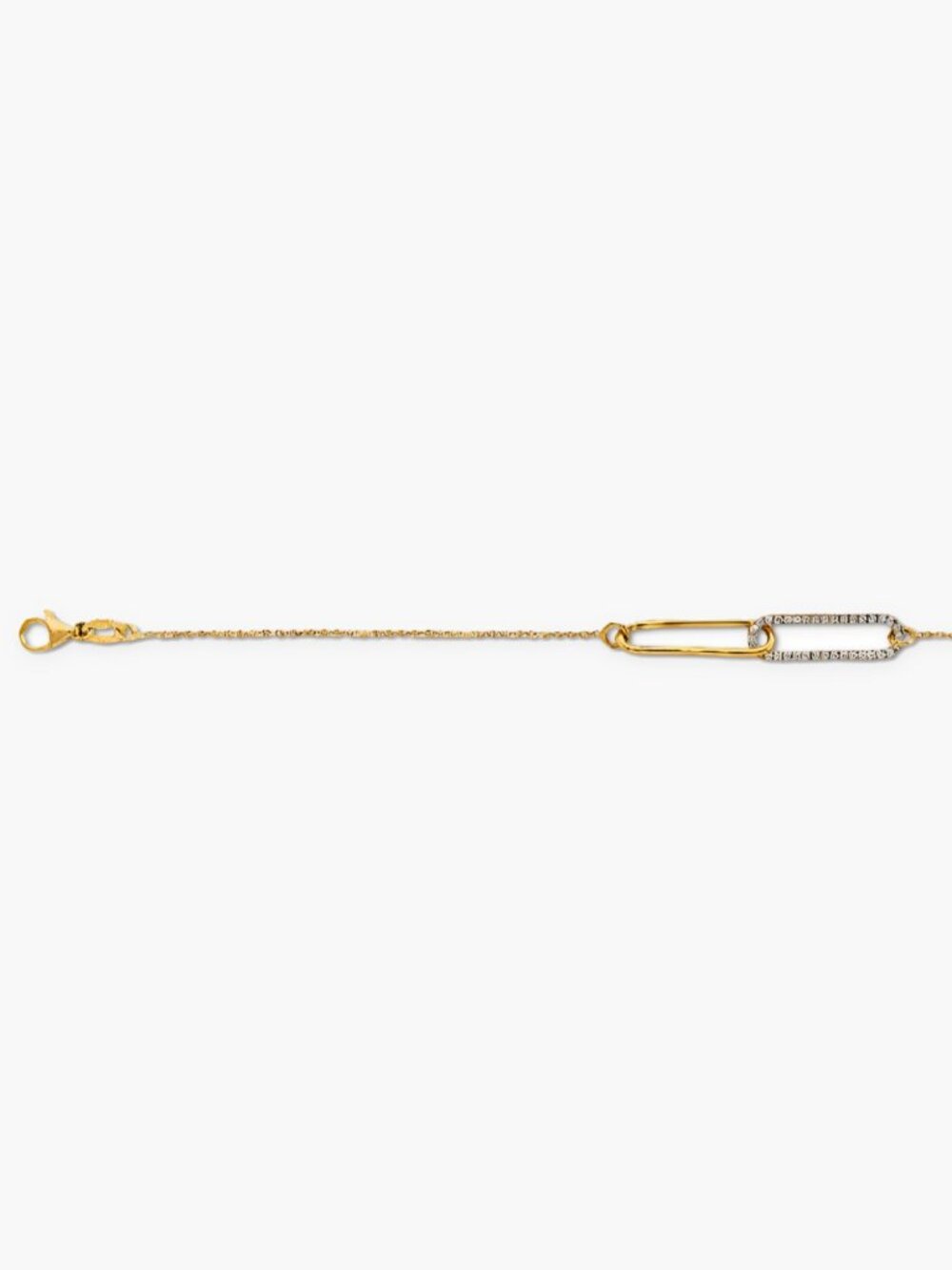 14k Solid Gold Paperclip Bracelet CZ Accent 7 Inch By Tehrani Jewelry